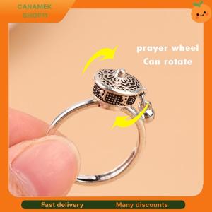 ❣️❣️❣️ Tibetan Prayer Wheel Ring Good Luck Chakras Ring Lotus Floral Ring Open Adjustable Rotating Rings Gifts