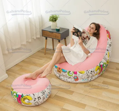 【FREE POMPA】SOFA ANGIN+SANDARAN BAHAN BULU TIDAK PANAS READY/Sofa Santai Angin Intime/Sofa Tiup Dewasa/Kursi Santai Dengan Sandaran Kaki/Sofa Inflatable/sofa pompa angin santai