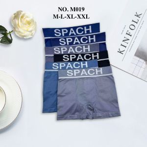 6 pcs | Boxer SPACH M019 Seamless Celana Dalam Pria Dewasa Karet Lebar / Motif Garis