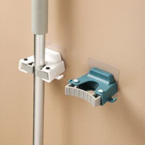 BEBA with Hook Mop Rack Multi-pot Application Punch-free Mop Clamp Hook Neat Durable Wall-mounted Mop Holder Home