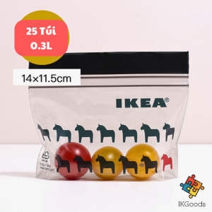 Hộp 25 túi zip lock thực phẩm 2.5L 1L và 0.3L IKEA