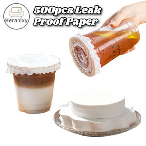 Keranixy 500pcs Leak Proof Paper Round Sealing Cup Lid Liner Disposable Coffee Take Away Spill Proof Kertas Penutup