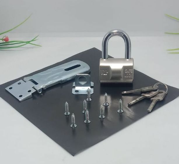 Harga hemat Gembok 40,30 mm + Cantolan Gembok / Paket Gembok Dan Cantolan / Gembok + Cantolan Gembok + Grendel Pintu Stainles / Overpal Tebal / Paket Gembok Pres Kuningan 25mm + Cantolan Gembok 3Inch