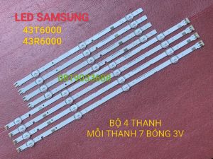 THANH LED TIVI SAMSUNG 43T6000 43T6500 43R6000 HÀNG MỚI 100% BỘ 4 THANH MỖI THANH 7 BÓNG 3V GỒM 4 THANH 4 BÓNG + 4 THANH 3 BÓNG