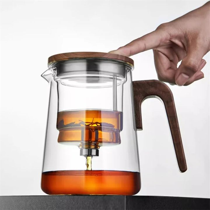 Enchanti Tea Pot,Witchcraft Teapot,Enchantipot Magic Tea Pot Water Separation Glass Teapot Wooden Handle Magic Teapot Infuser Press Control Glass Tea