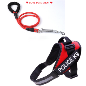 Bộ dây dắt Chó phản quang có lò so trợ lực kèm đai yếm ngực K9 (mẫu mới) - Love pets shop