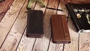 Mens Long Zippered Leather Wallet Vintage Checkbook Clutch with RFID Blocking Formal Business Money Organizer