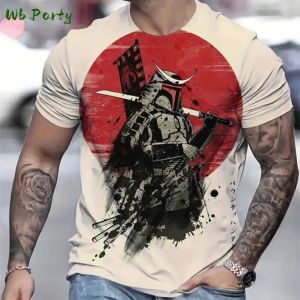 Casual Mens T-Shirt Japanese Samurai Graphic T-Shirts Summer Mens Top Trendy Men Short Sleeved Loose Oversized Mens Clothing