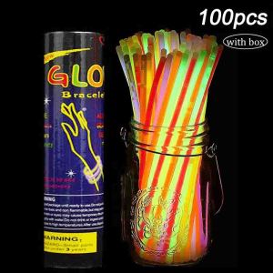 🎉Ready Stock SG Fluorescent Glow Stick Necklaces Multi Sizes 50-300Pcs Neon Luminous DIY Glow Sticks For KTV Party Music Festival Events