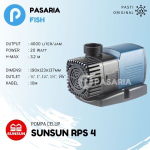 SUNSUN RPS4/RPS 4 Pompa Celup Kolam Ikan Rendah Daya 25W 4000lph/4000 liter per jam