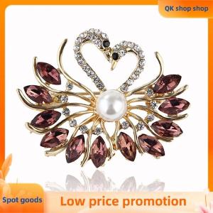 ✨QK shop✨ Cute Crystal Pearl Swan Brooches for Women Wedding Jewelry Vintage Lapel Pins