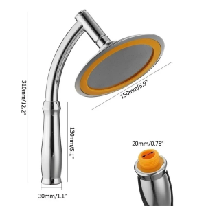 15cm/6inch 3in1 Set Shower Head Wide Sprinkler Bathroom Rainfall Nano Shower Head Round Chrome 360 Swivel/MS