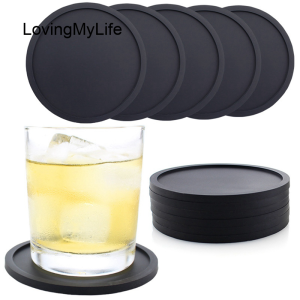 【Ready!】 1/5Pcs Uống Đế Lót Ly Đặt Pad Mat Đen Vòng Cao Su Silicone Mug Coaster Không Trượt Đối Với Cốc Bia Cà Phê Rượu Vang Chai Thủy Tinh Trang Chủ Và Bar