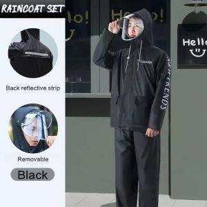 ชุดกันฝน เสื้อกันฝน มีแถบสะท้อนแสง  ชุดกันฝนขี่มอเตอร์ไซค์ เสื้อกันฝน+กางเกงกันฝน