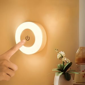 Modern LED Touch Night Light Dimmable Bedside Lamp with Rechargeable Battery Warm/Cool White Light Plastic Shade Freestanding Design Closet - Battery-Powered & Adjustable Brightness Bedroom Night Light | Modern LED Lamp | Touch Control Light