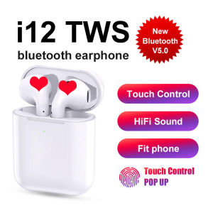 Wireless Bluetooth Headphones I12TWS Wireless Earphones InPods 12 Pop-up 5.0 Bluetooth Headset Touch Control Earbuds Charging Box