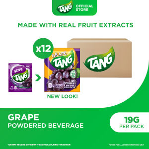 Tang Instant Drink Mix - Grape Flavor 19g with Vitamins and Minerals C D and Zinc (Set of 12)