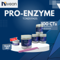 Niveon Pro-Enzyme Toner Pads, with protease enzyme and madecassoside for gentle exfoliation, toning. 