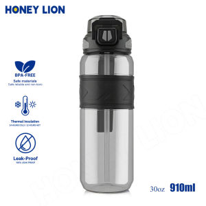 HoneyLion 910มล ขวดกีฬาขนาดใหญ่พร้อมหลอดดูดที่ถอดออกได้ | ป้องกันการรั่วสําหรับการออกกําลังกายที่รุนแรง โหมดการดื่มคู่ ไม่มีรีฟิลบ่อยครั้ง
