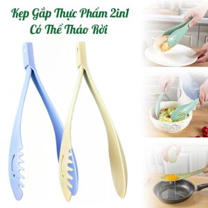 Kẹp Gắp Thực Phẩm 2in1 1 Cái Tháo Rời | Kẹp Rau Củ Trộn Salad Thìa Múc Tách Lòng Đỏ Có Lỗ Treo