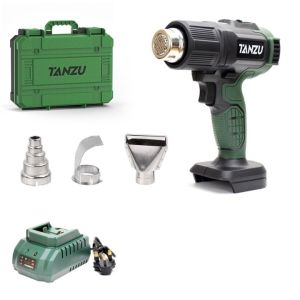 TANZU 21V Cordless Heat Gun Brushless 2000W 3 Nozzles 300-600℃ for Shrink Wrap Paint Removal Car Detailing
