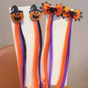 LEKGAVD 1/2/3 Pair Gradient Colored Womens Halloween Hair Clips Wig Piece Gothic Style Halloween Wig Hairpins Halloween Decorations Pumpkin Head Party Atmosphere Headwear Girls
