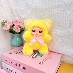 PPRVAU Big Ear Kitten Cat Ear Plush Keychain Bag Hanging Bowknot Car Key Ring Bag Decor Ornaments Cat Doll Pendant Gift For Girls Kids