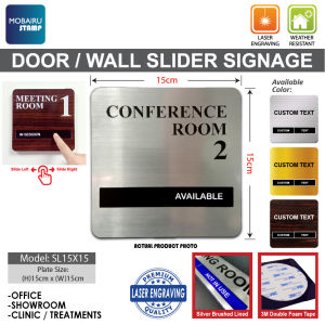 [Pre-Order] DOOR / Wall Slider Signage - Plate Sizes 15cm x 15cm Sliding Function [Office Retail/Shop Factory] [Custom Text] (ETA:7days)