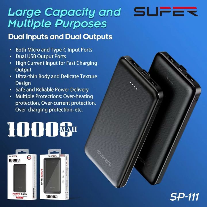 SUPER SP-111 Power Bank 10,000MAH | Lazada