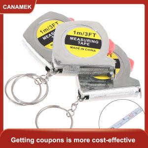【CANAMEK 】 1M 3ft Retractable Stainless Steel Pocket Measuring Ruler Tape Measure Keychain