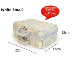 GTRBFDS Portable Rattan Woven Box Decorative Suitcase Woven Picnic Box Retro with Handle Rattan Storage Box Outdoor