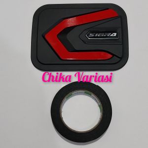 Tank Cover Tutup Tangki Bensin Mobil Daihatsu Sigra Tahun 2016-2022 Hitam List Merah Carbon Black Full Model RLin