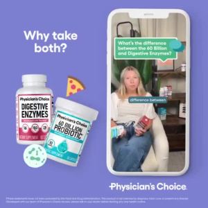 Physicians CHOICE Advanced Gut Health Bundle: 60 Billion Probiotics 30ct + Digestive Enzymes 60ct for Digestive Gut and Immune Health Supports Occasional Constipation Diarrhea