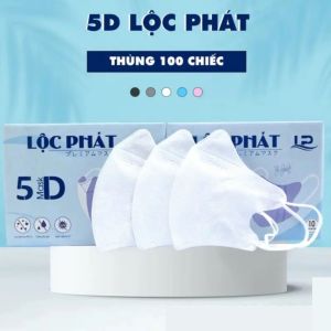 Thùng 100 Chiếc Khẩu Trang Lộc Phát 5D Cao Cấp Kháng Khuẩn Bụi Mịn Gia Dụng Số 1 Việt Nam