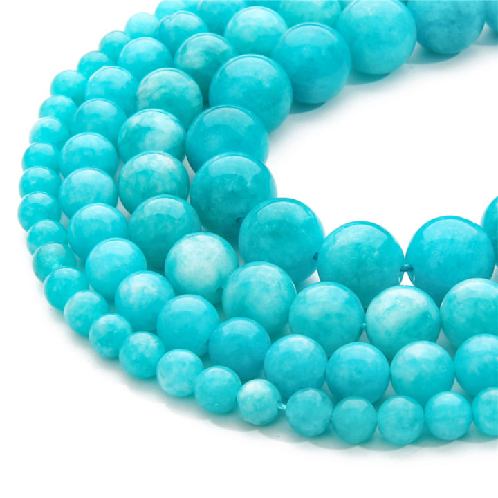 thumbnail image 2 of Faceted Blue Jade Gemstone Round Loose Beads 6 8 10 12mm 15 Inch Strand 2 of 4