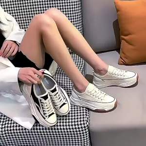 WomenS Canvas Shoes Thick-Soled Shoes 2025 New Spring And Autumn Casual Sports White Shoes Platform Shoes