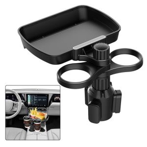 VOYUE Multifunctional Car Dual Cup Holder Durable Stable Auto Food Tray Universal 360° Rotation Car Organizer Holder
