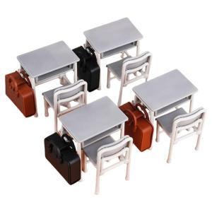 Collector Grade 1/12 Scale Classroom Furniture Toy Set For Dollhouses Includes Desk Chairs Bags