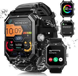 Alpha Gear Military Smart Watch for Men 5ATM Waterproof 123 Sports Mode Rugged Tactical Smartwatch for Android iOS Phones Bluetooth Call Fitness Activity Tracker Watch SpO2