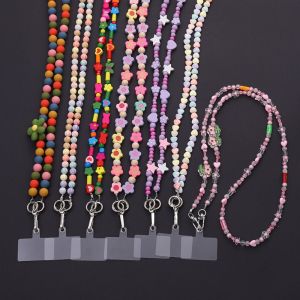 LOPU Beads Crossbody Phone Strap Flower Candy Color Mobile Phone Lanyard Phone Accessories Cute Phone Neck Straps Phone Case Hanging