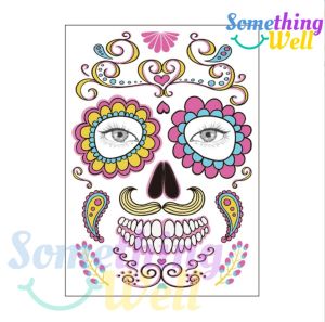 สติกเกอร์แทททูติดหน้า ขนาด21*15CM แทททูแฟนซีติดผิวแบบกันน้ำ สีสันสดใส sticker tattoo