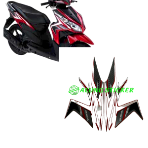 STIKER STRIPING LIS LES BODY MOTOR HONDA VARIO TECHNO 110 TAHUN 2011 WARNA MERAH 1SET STANDAR