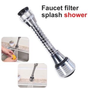 Adjustable FlexiSpout Chrome Finish Kitchen Faucet Aerator with 360° Swivel Design