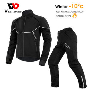 WEST BIKING Winter Thermal Cycling Suit Men Women Windproof Bike Jersey Running Ski Snowboard Jacket Coat Pants M-3XL Sportswear