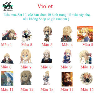 Búp bê ký ức - Set 10/15 Sticker Violet Evergarden / Violet - anime/light novel Violet Evergarden hình dán trang trí chống nước chống xước