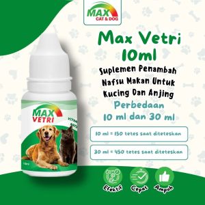 Max Cat & Dog Vetri Suplemen Penambah Nafsu Makan untuk Kucing dan Anjing 30 ML Praktis Ampuh dan Efektif Asahi Approved