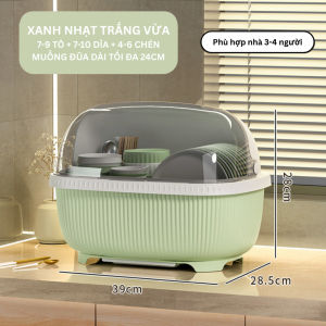 Giá úp chén dĩa có nắp đậy ráo nước hộp đựng bát đĩa bằng nhựa đa dụng nắp tròn gia đình Easy Stuff