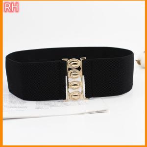 🔥🔥🔥ranghe เข็มขัดเอวยางยืดกว้างสำหรับผู้หญิงชุดเดรสยืดได้เข็มขัดรัดเอวหัวเข็มขัดโลหะแบบเรียบง่าย