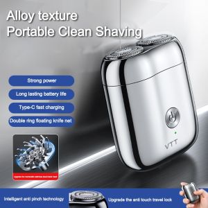 BESTIT Double Head Electric Shaver Rechargeable Waterproof Pocket Razor Portable Mini Mens Beard Razor for HomeTravel