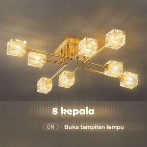 Lampu Plafon Kristal Mewah Lampu Langit-langit 4/8 Kepala Modern Kristal Untuk Ruang Tamu/Kamar Tidur/Ruang Makan Luxury Ceiling Lamp ZZZ